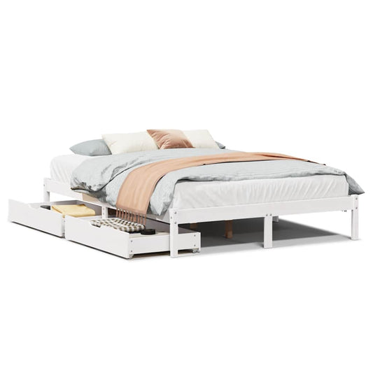 Bed Frame without Mattress White 135x190 cm Double Solid Wood Pine Bed Frame without Mattress White 135x190 cm Double Solid Wood Pine
