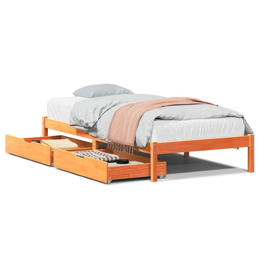 Bed Frame without Mattress Wax Brown 75x190 cm Small Single Solid Wood Pine Bed Frame without Mattress Wax Brown 75x190 cm Small Single Solid Wood Pine