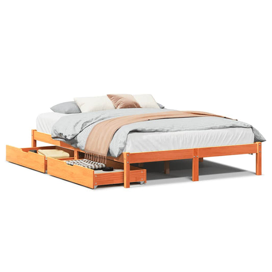 Bed Frame without Mattress Wax Brown 140x190 cm Solid Wood Pine Bed Frame without Mattress Wax Brown 140x190 cm Solid Wood Pine