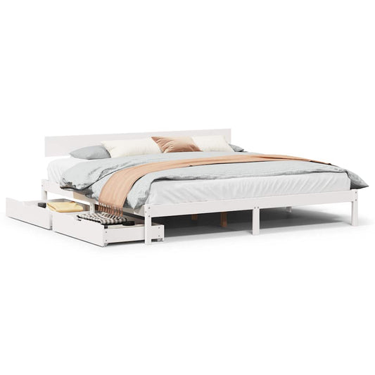 Bed Frame without Mattress White 180x200 cm Super King Solid Wood Pine Bed Frame without Mattress White 180x200 cm Super King Solid Wood Pine