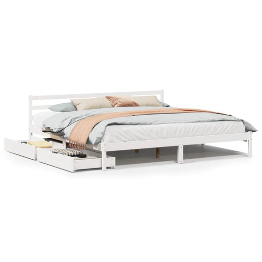 Bed Frame without Mattress White 200x200 cm Solid Wood Pine Bed Frame without Mattress White 200x200 cm Solid Wood Pine