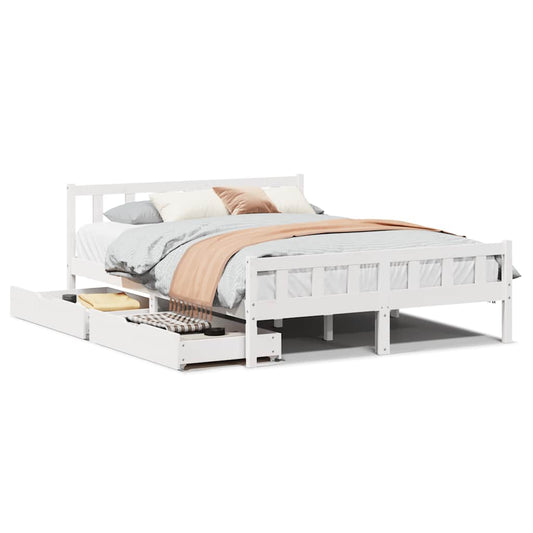 Bed Frame without Mattress White 160x200 cm Solid Wood Pine Bed Frame without Mattress White 160x200 cm Solid Wood Pine