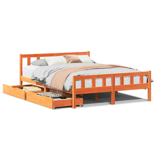 Bed Frame without Mattress Wax Brown 160x200 cm Solid Wood Pine Bed Frame without Mattress Wax Brown 160x200 cm Solid Wood Pine