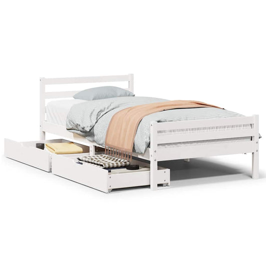 Bed Frame without Mattress White 100x200 cm Solid Wood Pine Bed Frame without Mattress White 100x200 cm Solid Wood Pine