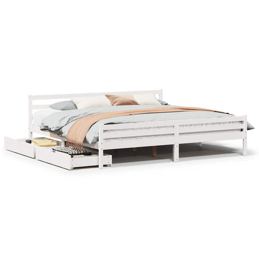 Bed Frame without Mattress White 200x200 cm Solid Wood Pine Bed Frame without Mattress White 200x200 cm Solid Wood Pine