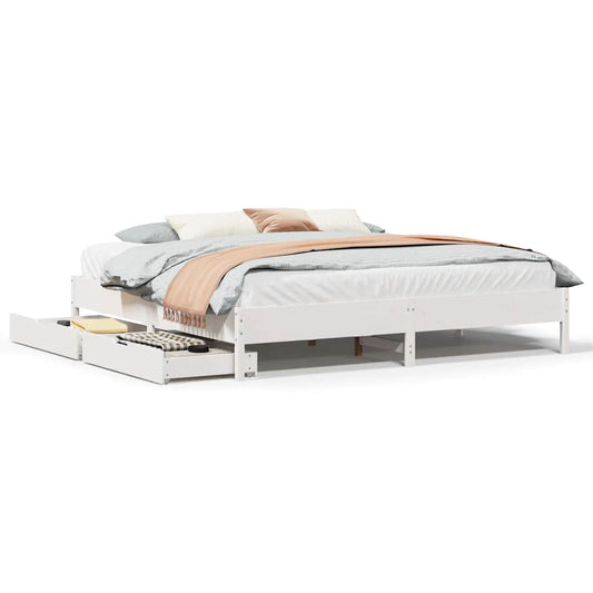 Bed Frame without Mattress White 200x200 cm Solid Wood Pine Bed Frame without Mattress White 200x200 cm Solid Wood Pine