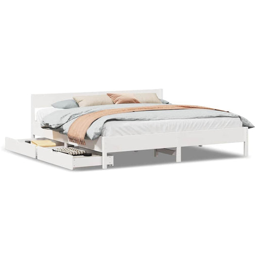 Bed Frame without Mattress White 180x200 cm Super King Solid Wood Pine Bed Frame without Mattress White 180x200 cm Super King Solid Wood Pine
