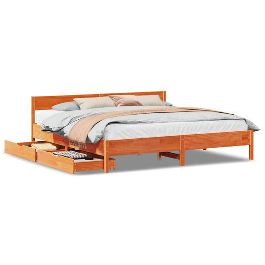 Bed Frame without Mattress Wax Brown 160x200 cm Solid Wood Pine Bed Frame without Mattress Wax Brown 160x200 cm Solid Wood Pine