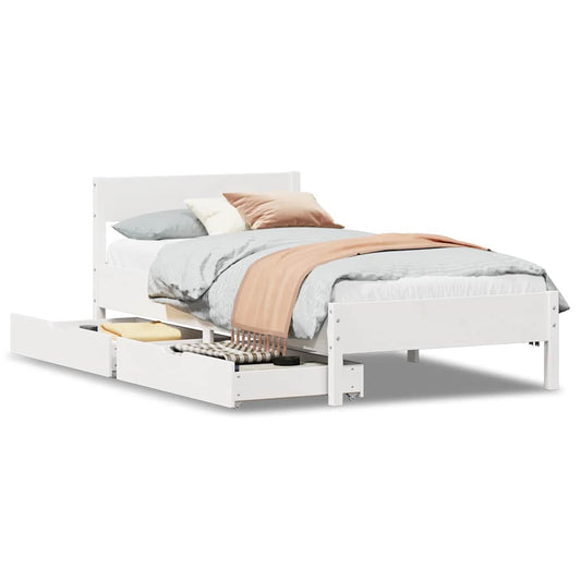 Bed Frame without Mattress White 100x200 cm Solid Wood Pine Bed Frame without Mattress White 100x200 cm Solid Wood Pine