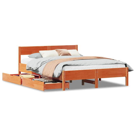 Bed Frame without Mattress Wax Brown 140x190 cm Solid Wood Pine Bed Frame without Mattress Wax Brown 140x190 cm Solid Wood Pine