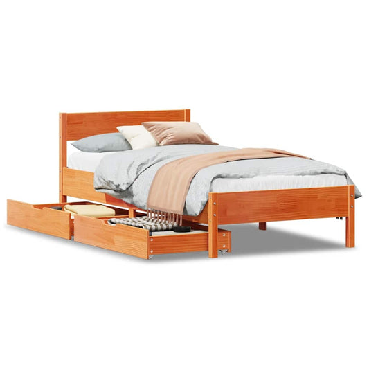 Bed Frame without Mattress Wax Brown 75x190 cm Small Single Solid Wood Pine Bed Frame without Mattress Wax Brown 75x190 cm Small Single Solid Wood Pine