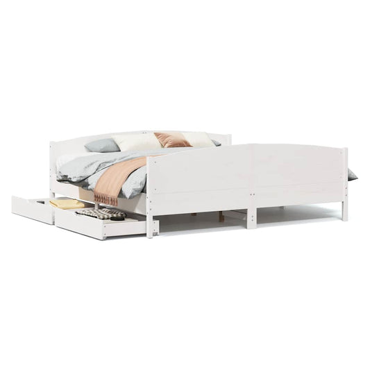 Bed Frame without Mattress White 200x200 cm Solid Wood Pine Bed Frame without Mattress White 200x200 cm Solid Wood Pine