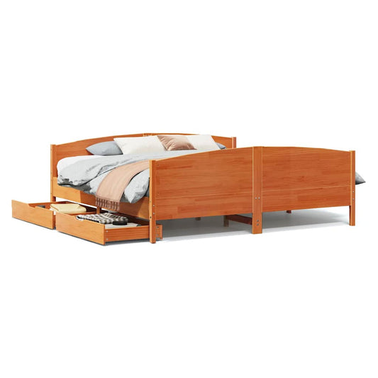 Bed Frame without Mattress Wax Brown 200x200 cm Solid Wood Pine Bed Frame without Mattress Wax Brown 200x200 cm Solid Wood Pine