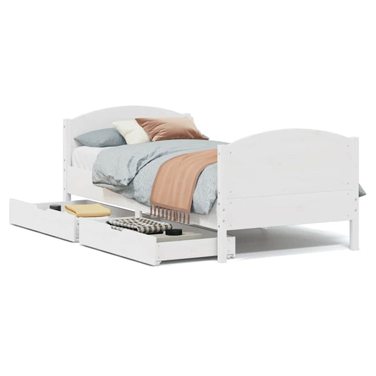 Bed Frame without Mattress White 90x200 cm Solid Wood Pine Bed Frame without Mattress White 90x200 cm Solid Wood Pine