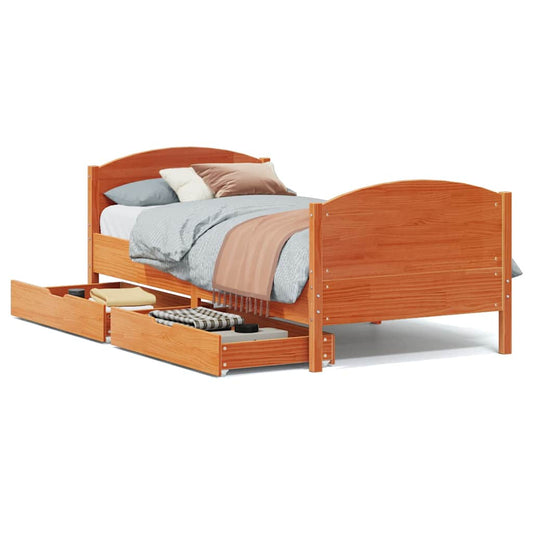 Bed Frame without Mattress Wax Brown 90x200 cm Solid Wood Pine Bed Frame without Mattress Wax Brown 90x200 cm Solid Wood Pine