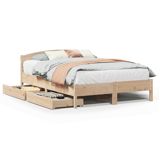 Bed Frame without Mattress 135x190 cm Double Solid Wood Pine Bed Frame without Mattress 135x190 cm Double Solid Wood Pine