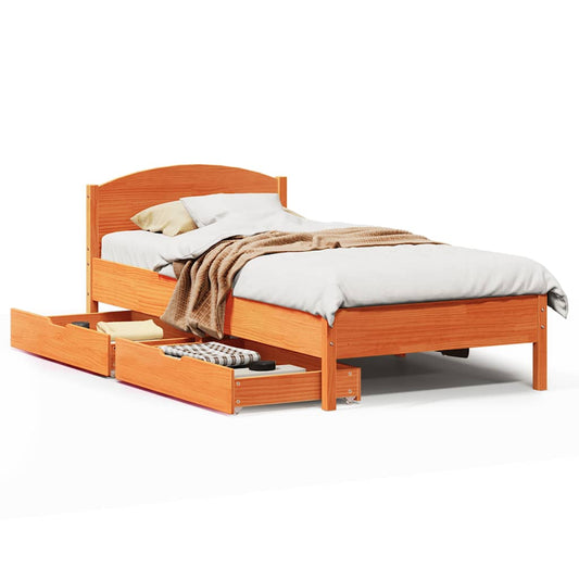 Bed Frame without Mattress Wax Brown 75x190 cm Small Single Solid Wood Pine Bed Frame without Mattress Wax Brown 75x190 cm Small Single Solid Wood Pine