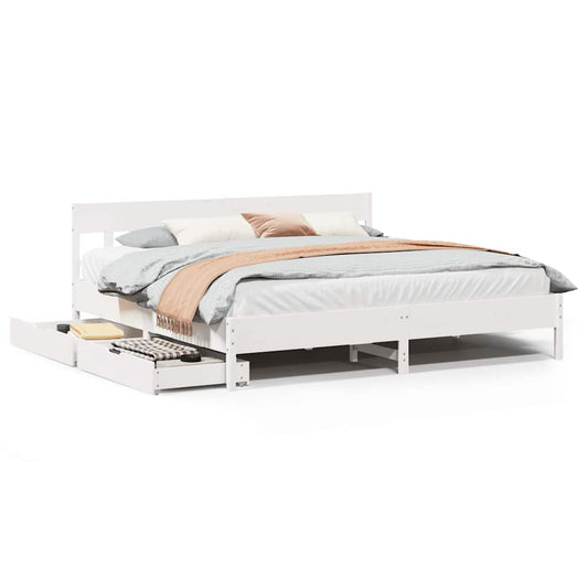 Bed Frame without Mattress White 200x200 cm Solid Wood Pine Bed Frame without Mattress White 200x200 cm Solid Wood Pine