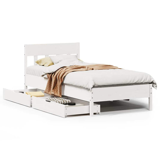 Bed Frame without Mattress White 75x190 cm Small Single Solid Wood Pine Bed Frame without Mattress White 75x190 cm Small Single Solid Wood Pine
