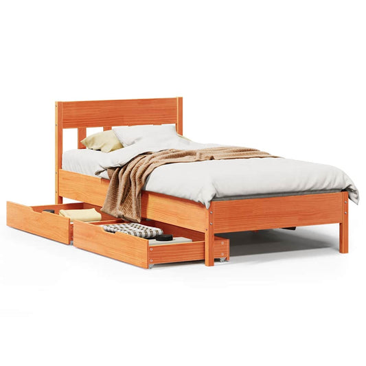 Bed Frame without Mattress Wax Brown 75x190 cm Small Single Solid Wood Pine Bed Frame without Mattress Wax Brown 75x190 cm Small Single Solid Wood Pine