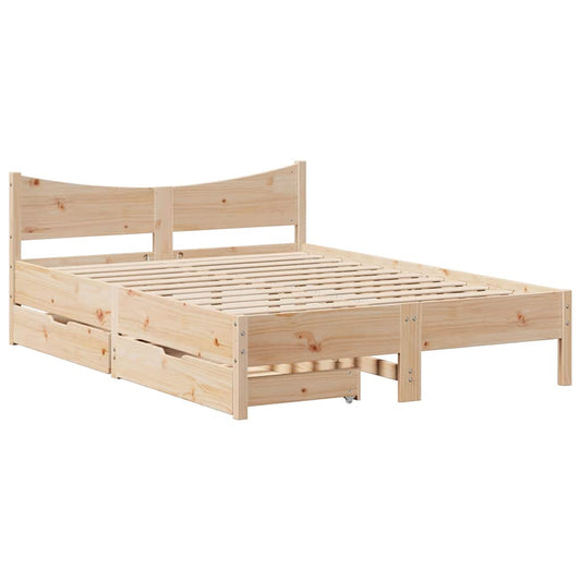 Bed Frame with Drawers 120x190 cm Small Double Solid Wood Pine Bed Frame with Drawers 120x190 cm Small Double Solid Wood Pine