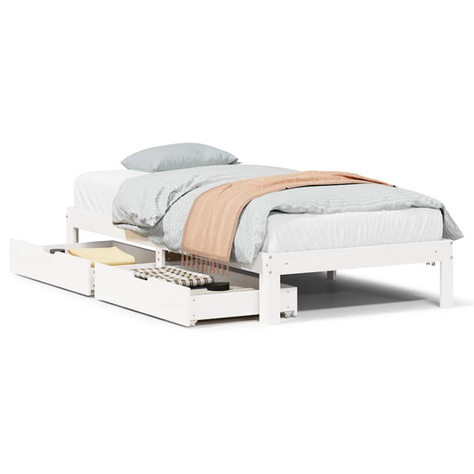 Bed Frame with Drawers without Mattress White 100x200 cm Bed Frame with Drawers without Mattress White 100x200 cm
