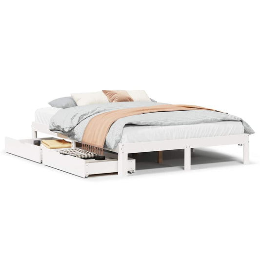 Bed Frame with Drawers without Mattress White 140x200 cm Bed Frame with Drawers without Mattress White 140x200 cm