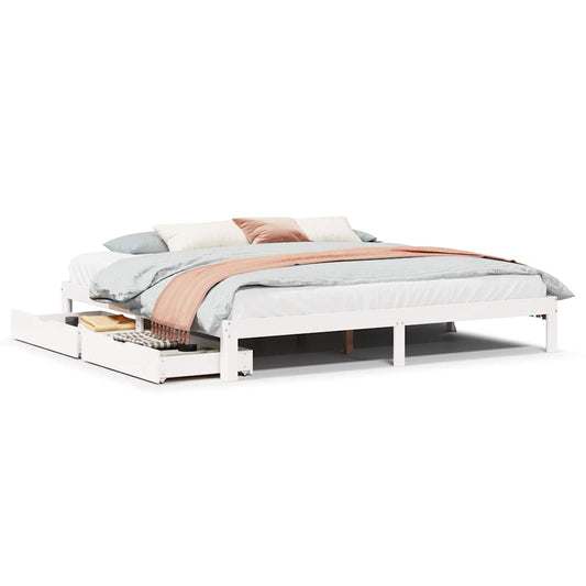 Bed Frame with Drawers without Mattress White 180x200 cm Super King Bed Frame with Drawers without Mattress White 180x200 cm Super King
