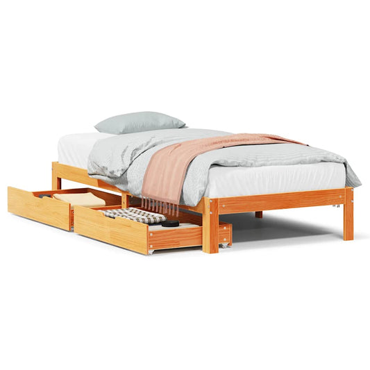 Bed Frame with Drawers without Mattress Wax Brown 90x190 cm Single Bed Frame with Drawers without Mattress Wax Brown 90x190 cm Single