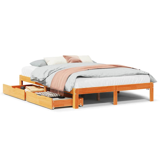 Bed Frame with Drawers without Mattress Wax Brown 120x190 cm Small Double Bed Frame with Drawers without Mattress Wax Brown 120x190 cm Small Double