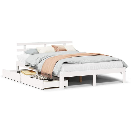 Bed Frame with Drawers without Mattress White 120x200 cm Bed Frame with Drawers without Mattress White 120x200 cm