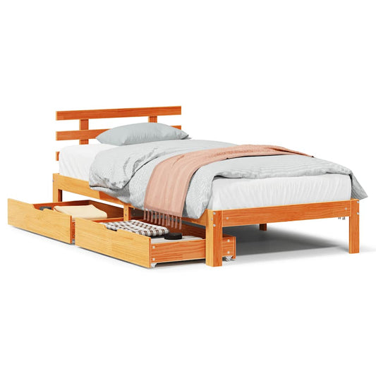 Bed Frame with Drawers without Mattress Wax Brown 75x190 cm Small Single Bed Frame with Drawers without Mattress Wax Brown 75x190 cm Small Single