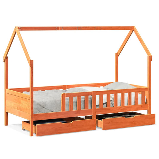Kids Bed Frame with Drawers without Mattress 90x190 cm Single Solid Wood Kids Bed Frame with Drawers without Mattress 90x190 cm Single Solid Wood
