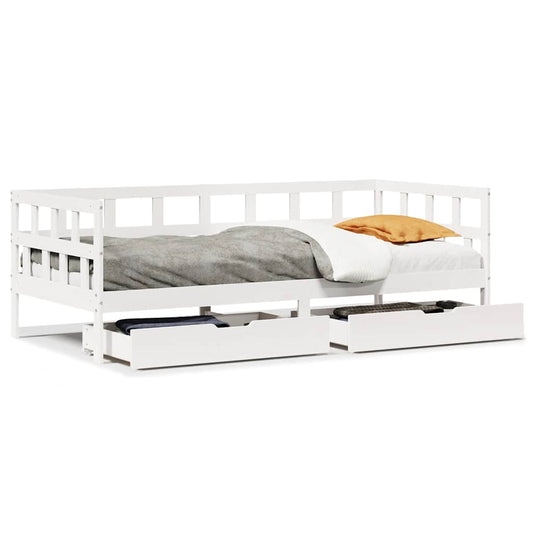 Daybed with Drawers without Mattress White 90x200 cm Solid Wood Daybed with Drawers without Mattress White 90x200 cm Solid Wood