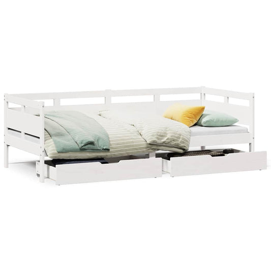 Daybed with Drawers without Mattress White 90x200 cm Solid Wood Daybed with Drawers without Mattress White 90x200 cm Solid Wood