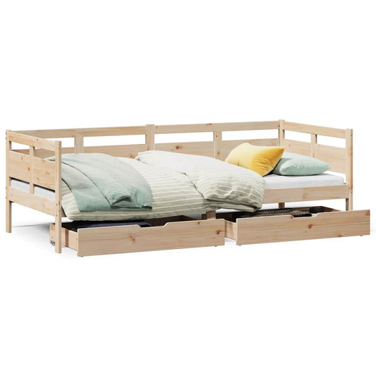 Daybed with Drawers without Mattress 90x190 cm Single Solid Wood Daybed with Drawers without Mattress 90x190 cm Single Solid Wood