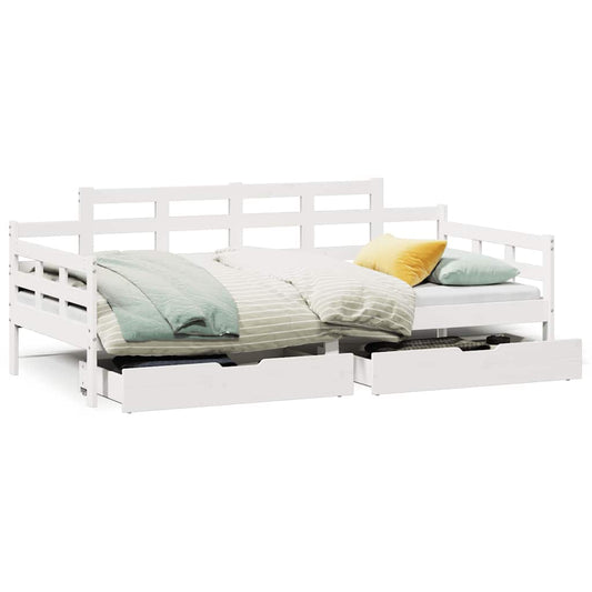 Daybed with Drawers without Mattress White 80x200 cm Solid Wood Daybed with Drawers without Mattress White 80x200 cm Solid Wood