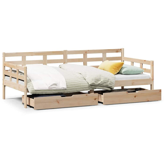 Daybed with Drawers without Mattress 90x190 cm Single Solid Wood Daybed with Drawers without Mattress 90x190 cm Single Solid Wood