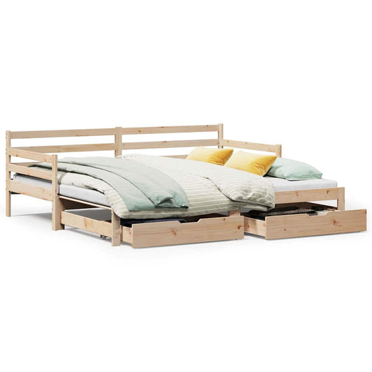 Daybed with Trundle and Drawers without Mattress 90x200 cm Daybed with Trundle and Drawers without Mattress 90x200 cm