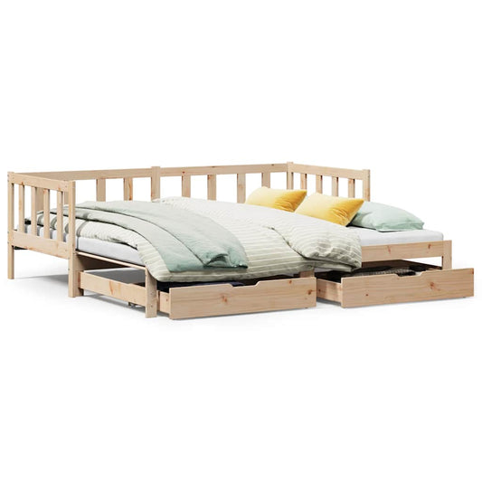 Daybed with Trundle and Drawers without Mattress 80x200 cm Daybed with Trundle and Drawers without Mattress 80x200 cm