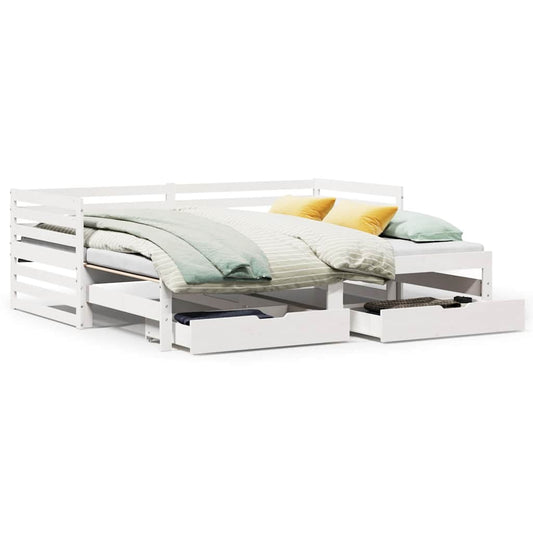 Daybed with Drawers without Mattress White 90x200 cm Solid Wood Daybed with Drawers without Mattress White 90x200 cm Solid Wood