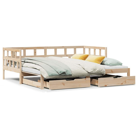 Daybed with Trundle and Drawers without Mattress 80x200 cm Daybed with Trundle and Drawers without Mattress 80x200 cm