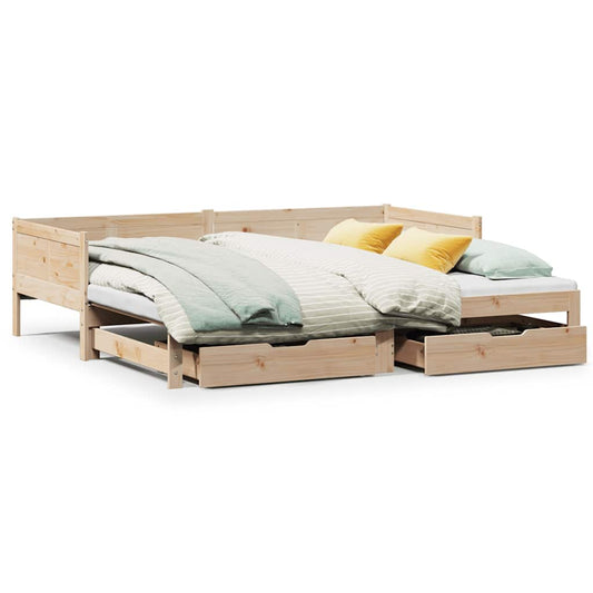 Daybed with Trundle and Drawers without Mattress 80x200 cm Daybed with Trundle and Drawers without Mattress 80x200 cm