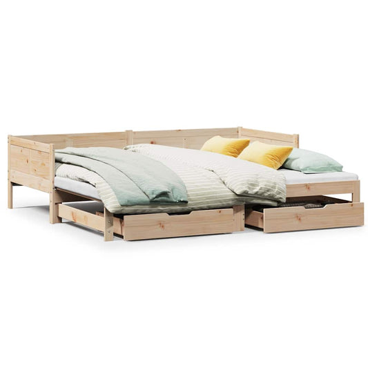 Daybed with Trundle and Drawers without Mattress 90x190 cm Single Daybed with Trundle and Drawers without Mattress 90x190 cm Single