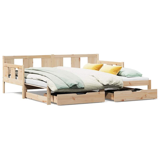 Daybed with Trundle and Drawers without Mattress 90x190 cm Single Daybed with Trundle and Drawers without Mattress 90x190 cm Single