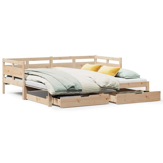 Daybed with Trundle and Drawers without Mattress 80x200 cm Daybed with Trundle and Drawers without Mattress 80x200 cm