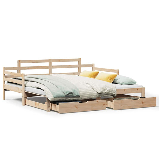 Daybed with Trundle and Drawers without Mattress 80x200 cm Daybed with Trundle and Drawers without Mattress 80x200 cm