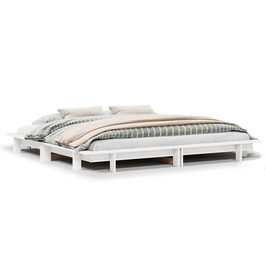 Bed Frame without Mattress White 200x200 cm Solid Wood Pine Bed Frame without Mattress White 200x200 cm Solid Wood Pine