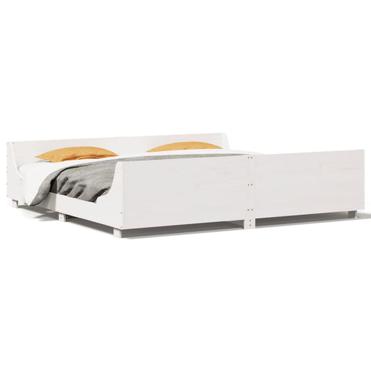 Bed Frame without Mattress White 200x200 cm Solid Wood Pine Bed Frame without Mattress White 200x200 cm Solid Wood Pine