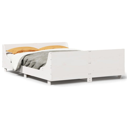Bed Frame without Mattress White 140x190 cm Solid Wood Pine Bed Frame without Mattress White 140x190 cm Solid Wood Pine